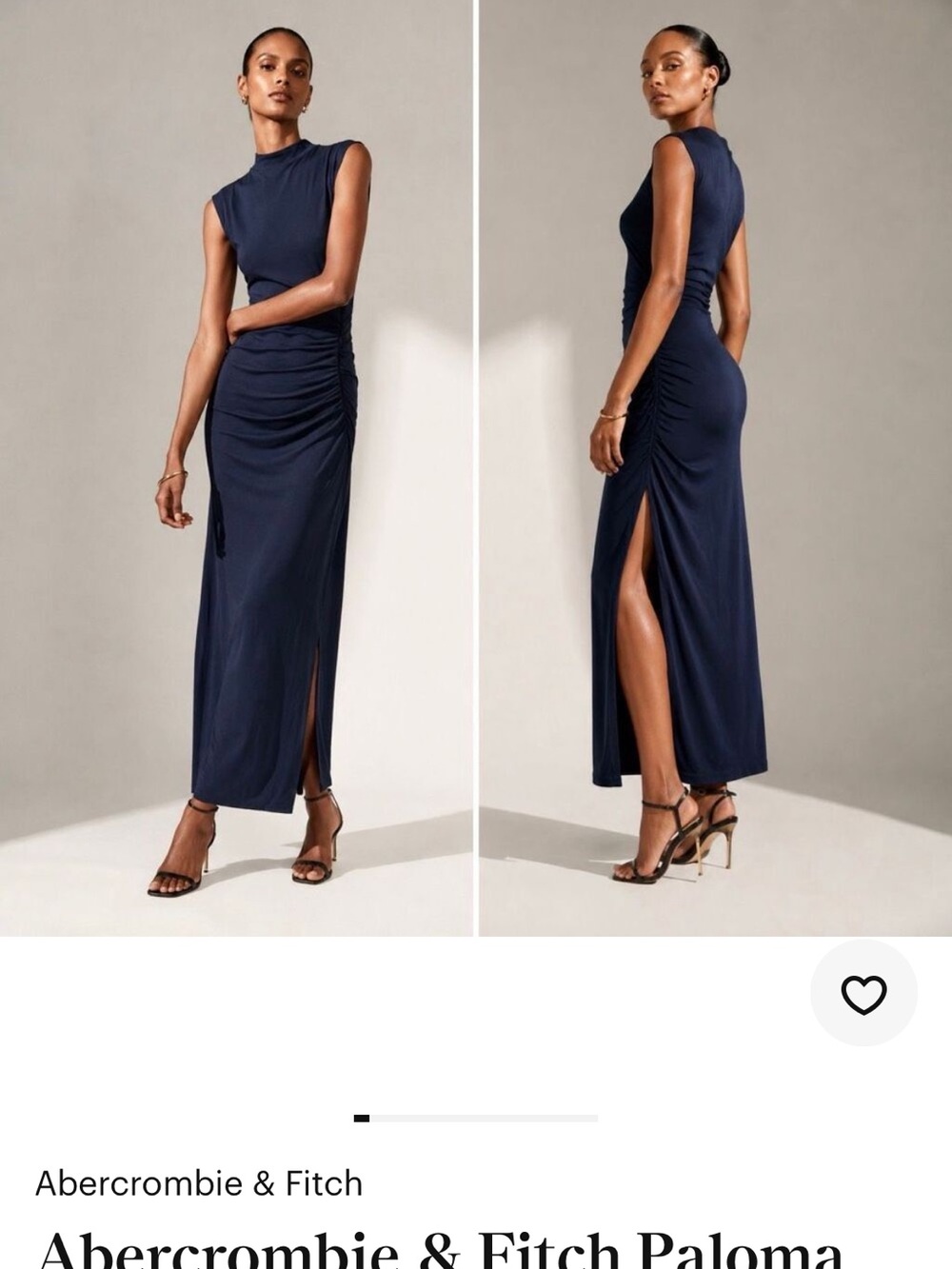 Abercrombie & Fitch black High-Neck Ruched Side Maxi Dress